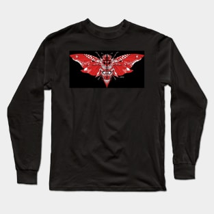 butterfly of the death shinigami cicada chicharra bug art in scarlet red Long Sleeve T-Shirt